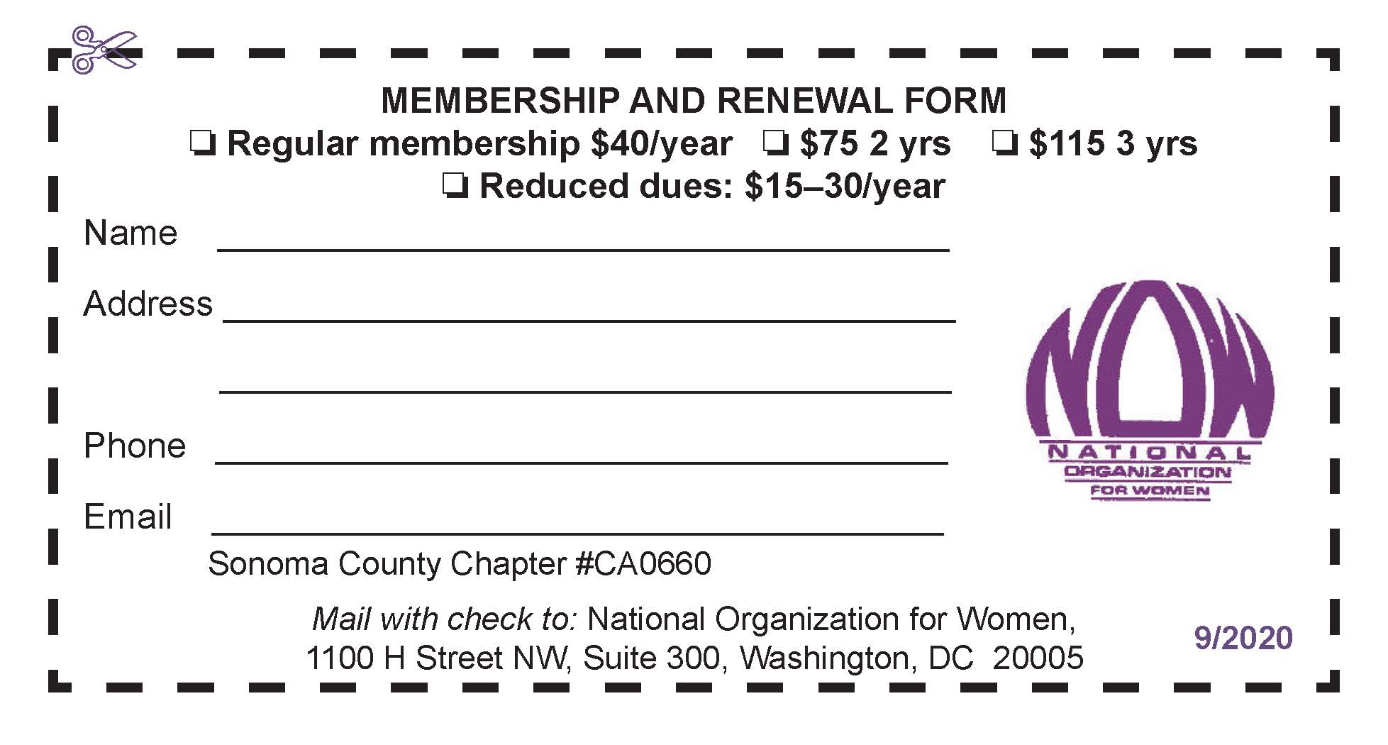 NOW Sonoma Membership Form